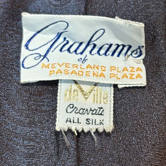 Vintage 1960s Grahams de Ville All Silk Necktie Brown Blue Paisley Made in USA - Picture 4 of 4